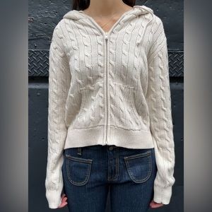 Brandy Melville Ayla Cable Knit Zipup Sweater